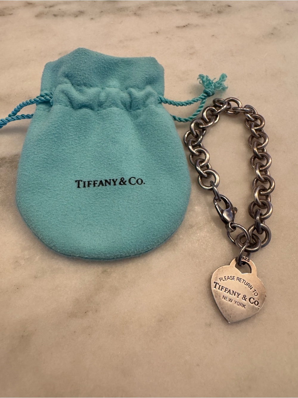Tiffany & Co. Silver Return to Tiffany Heart Tag Bracelet with Pouch